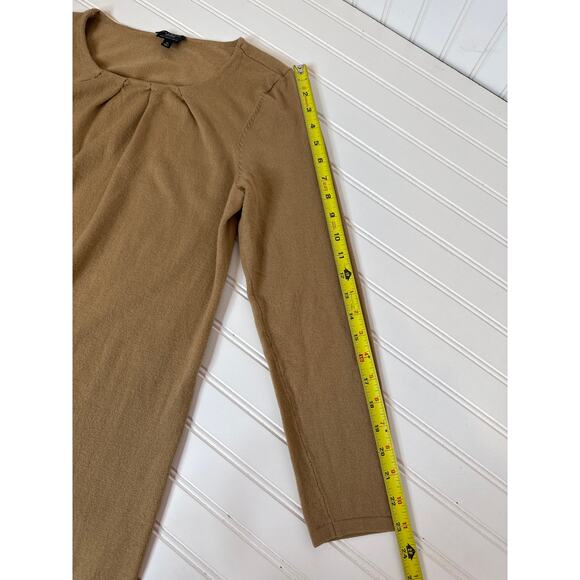 Talbots Brown Italian Merino Wool Pleated Sweater Dress Neutral Womens Size M - Picture 6 of 8